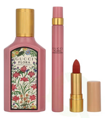 Gucci Flora Gorgeous Gardenia 50ml EDP + 10ml EDP Mini + Lipstick for Women Gift Set