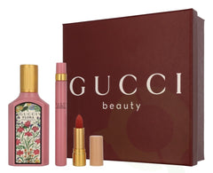 Gucci Flora Gorgeous Gardenia 50ml EDP + 10ml EDP Mini + Lipstick for Women Gift Set