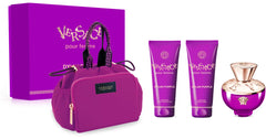 Versace Dylan Purple 100ml EDP + 100ml Shower Gel + 100ml Body lotion + Bag for Women Gift Set