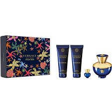 Versace Dylan Blue Femme Gift Set 100ml EDP + 5ml Mini EDP + 100ml Shower Gel + 100ml Body Lotion