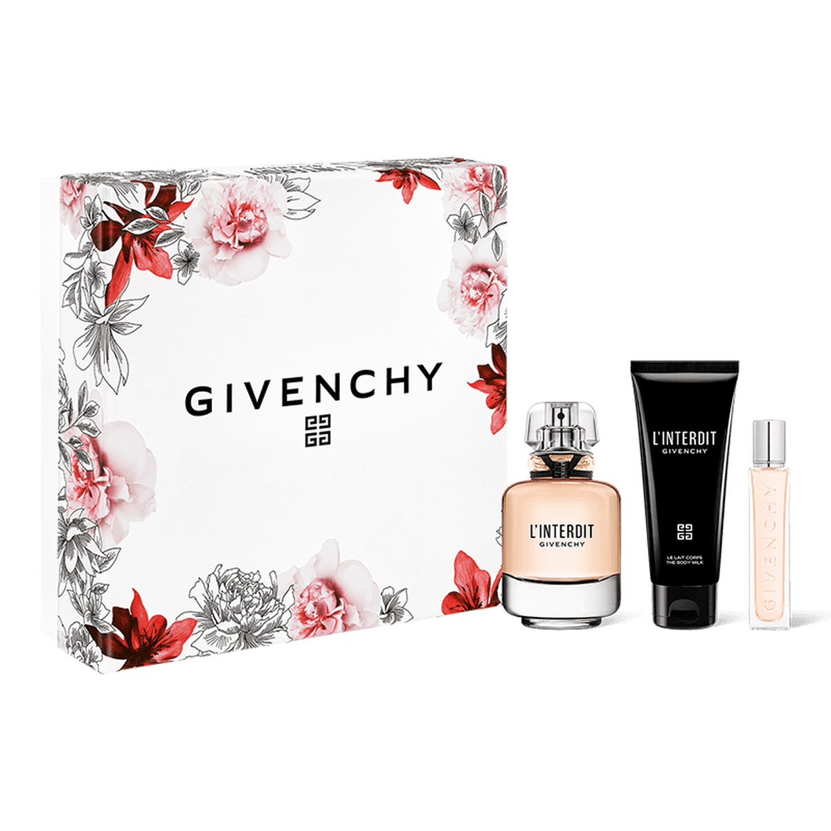 Givenchy L'interdit Gift Set 80ml EDP + 75ml Body Milk + 12.5 ml Mini