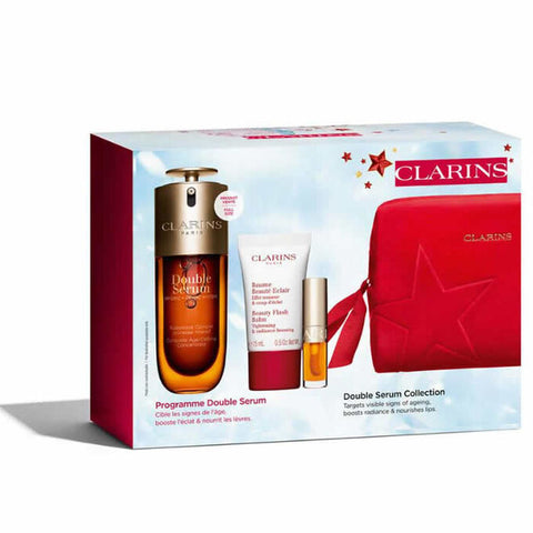 Clarins Double Serum 50ml + Beauty Flash Balm 15ml + Lip Comfort Oil