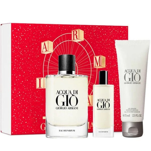 Giorgio Armani Acqua Di Gio 125ml EDP + 75ml Shower Gel + 15ml Mini for Men Gift Set