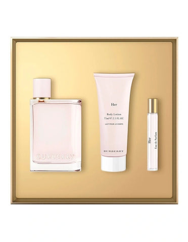 Burberry Her 100ml Eau De Parfum Gift Set 10ml Mini EDP 75ml Body L Perfume Oasis