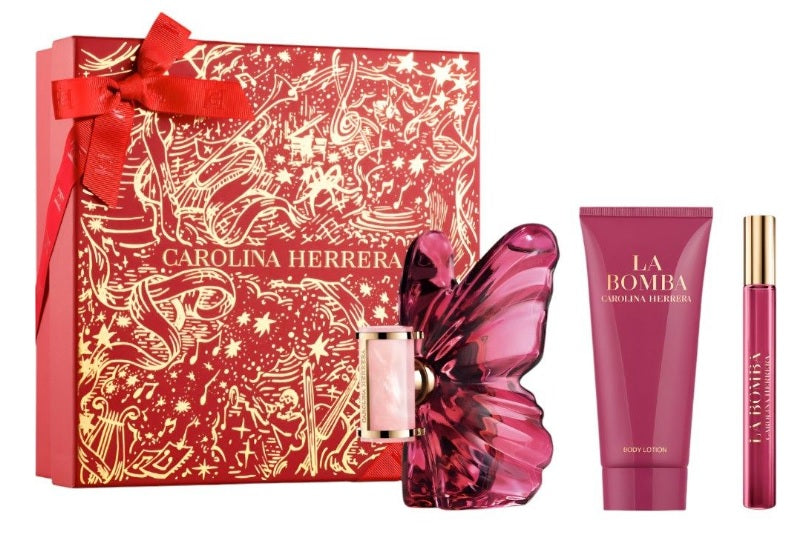 Carolina Herrera La Bomba 80ml EDP + 100ml Loción Corporal + 10ml EDP para Mujer Estuche de Regalo