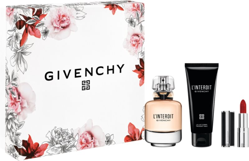 Givenchy L'Interdit Gift Set 80ml EDP + 75ml Body Milk + Lipstick