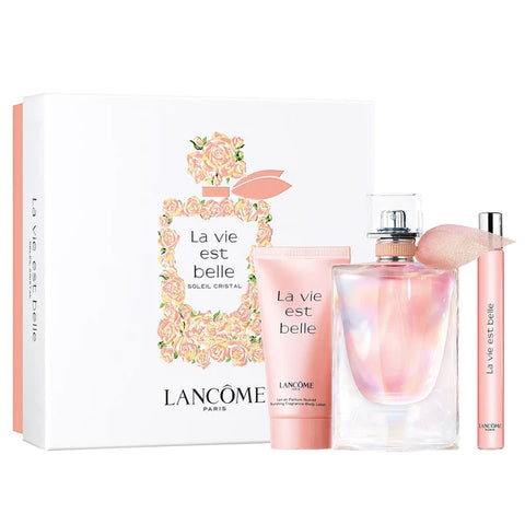 Lancôme La Vie Est Belle Soleil Cristal 50ml EDP Gift Set + 50ml Body Lotion + 10ml Mini