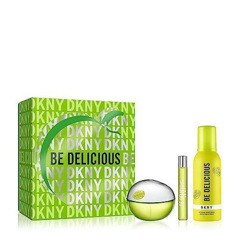 DKNY Be Delicious 100ml EDP Spray for Women Gift Set + 150ml Shower Mousse + Mini