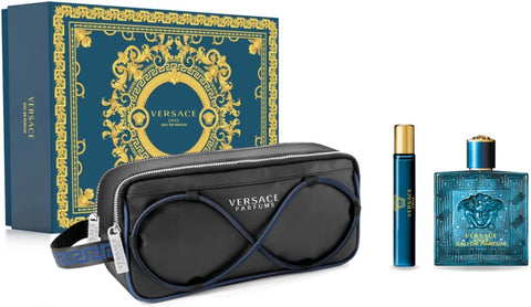 Versace Eros for Men 100ml EDT Gift Set + 10ml Mini + Toiletry Bag