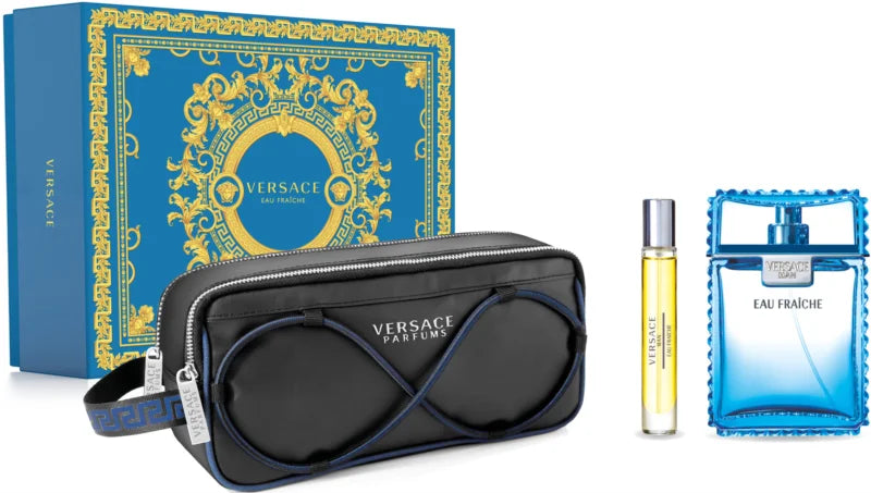 Versace Man Eau Fraîche 100ml EDT Gift Set + 10ml Mini + Toiletry Bag