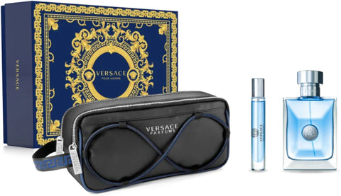 Versace Pour Homme 100ml EDT Gift Set + 10ml Mini + Toiletry Bag