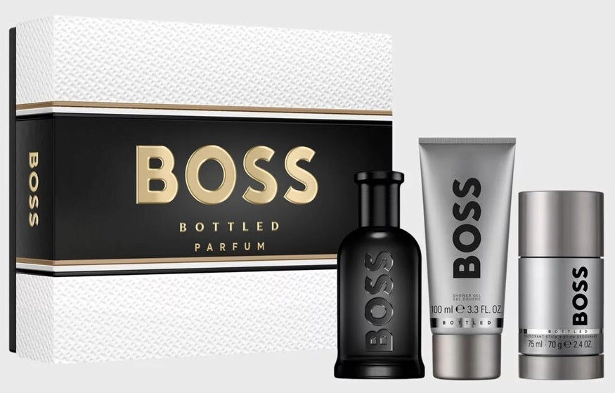 Hugo Boss Bottled Parfum 100ml Parfum + 100ml Shower Gel + 75ml Deo for Men Gift Set
