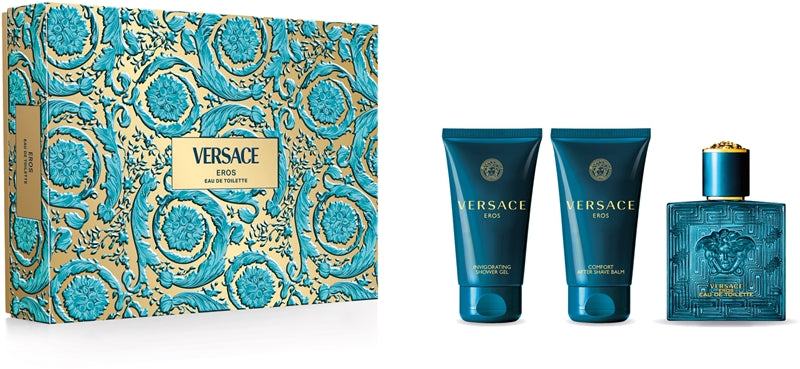 VERSACE Eros Men 50ml EDT + 50ml Aftershave Balm + 50ml Shower Gel GIFT SET