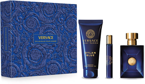 Versace Dylan Blue Gift Set for Men 100ml EDT Spray + 150ml Shower Gel + 10ml Mini