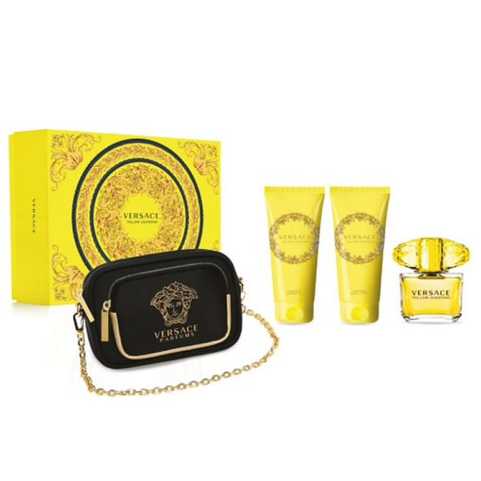 Versace Yellow Diamond 90ml EDT + 100ml Shower Gel + 100ml Body Lotion + Pouch