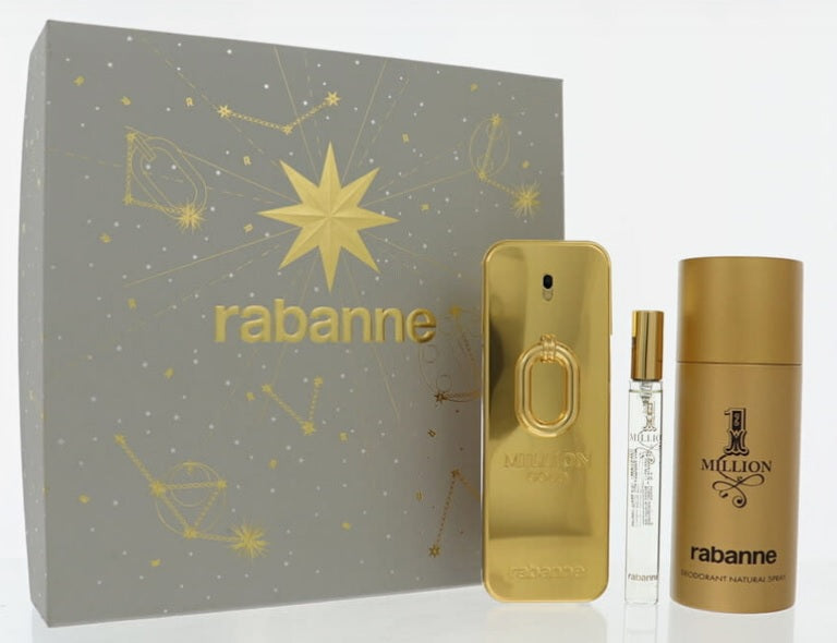 Paco Rabanne One Million Gold Intense 100ml Parfum + 150ml Deodorant + 10ml Edt Set for Men