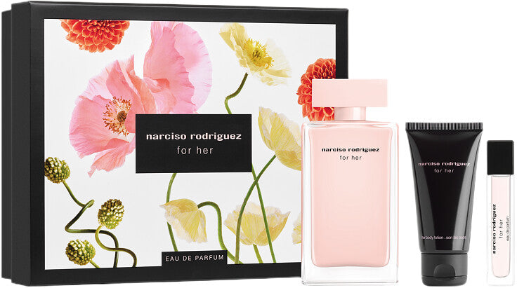 Narciso Rodriguez For Her Gift Set 100ml EDP + 50ml Body Lotion + Mini