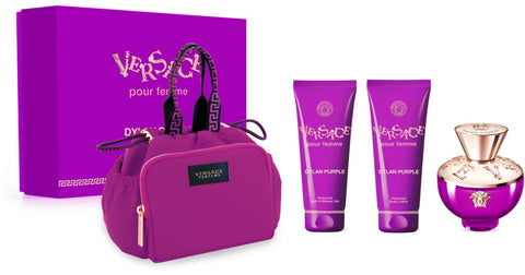 Versace Dylan Purple Gift Set 100ml EDP + 100ml Shower Gel + 100ml Body lotion + Bag