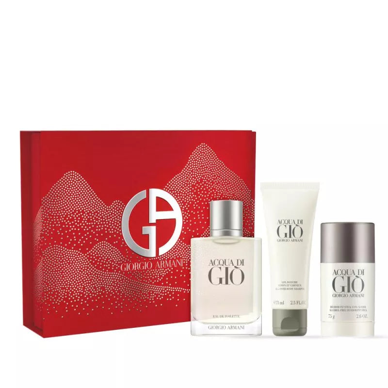 Giorgio Armani Acqua Di Gio 100ml EDT + 75ml Shower Gel + 75ml Deo for Men Gift Set