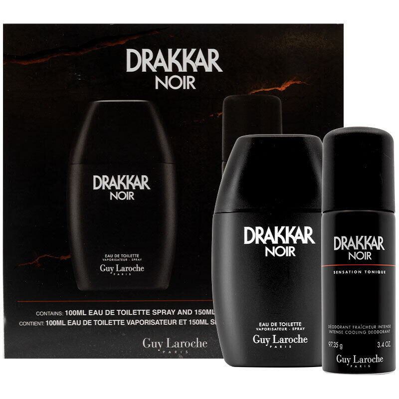 Guy Laroche Drakkar Noir Gift Set 100ml EDT + 150ml Deo Spray Coffret