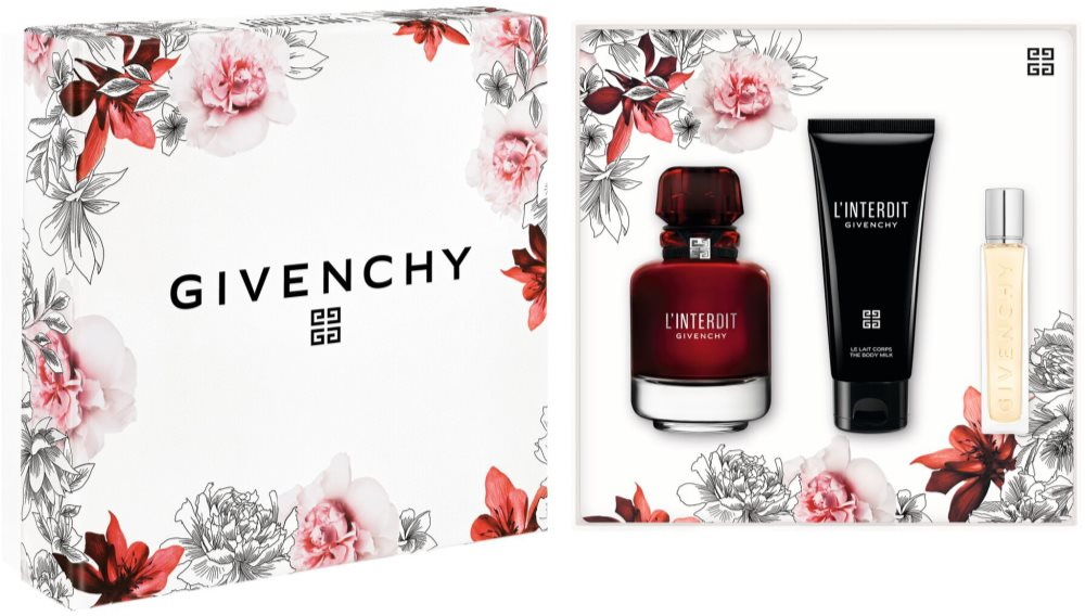 Givenchy L'Interdit Rouge Gift Set 80ml EDP + 75ml Body Lotion + Mini