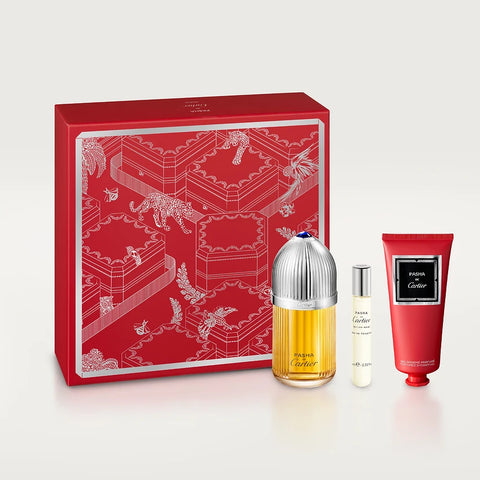 Cartier Pasha 100ml Parfum + 10ml EDT Mini + 100ml Shower Gel GIFT SET For Men