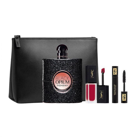 Yves Saint Laurent Black Opium EDP Gift Set 90ml + Lip Stick + Mascara + Beauty Pouch - Perfume Oasis