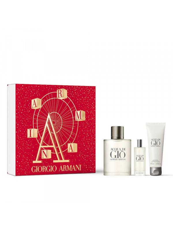 Armani Acqua Di Gio Men Gift Set EDT 100ml + 15ml Mini + 75ml Shower Gel - Perfume Oasis