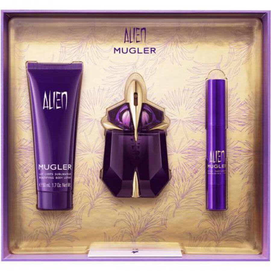 Alien Mugler Gift Set 30ml EDP Refillable + 50ml Body Lotion + 7ml Perfume Brush - Perfume Oasis
