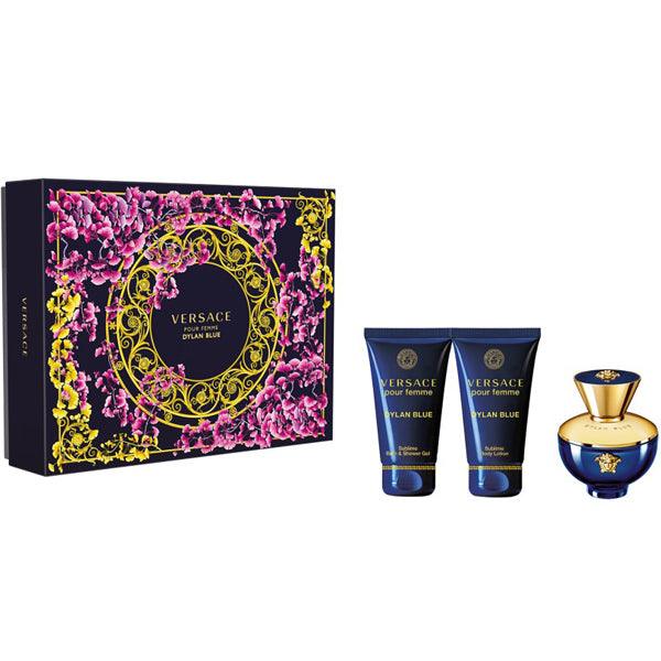 Versace Dylan Blue Femme EDP Gift Set 50ml+ 50ml Body Lotion + 50ml Shower Gel - Perfume Oasis